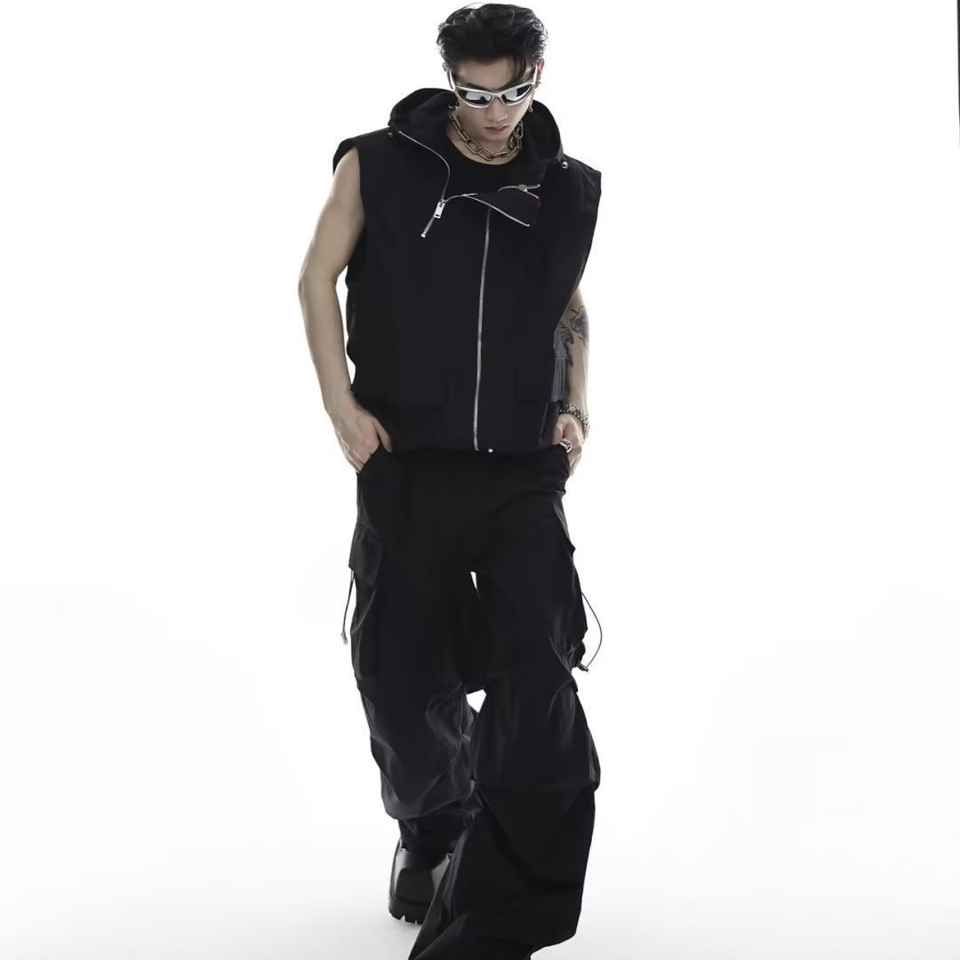 American Sleeveless Vest Top Overalls Suit