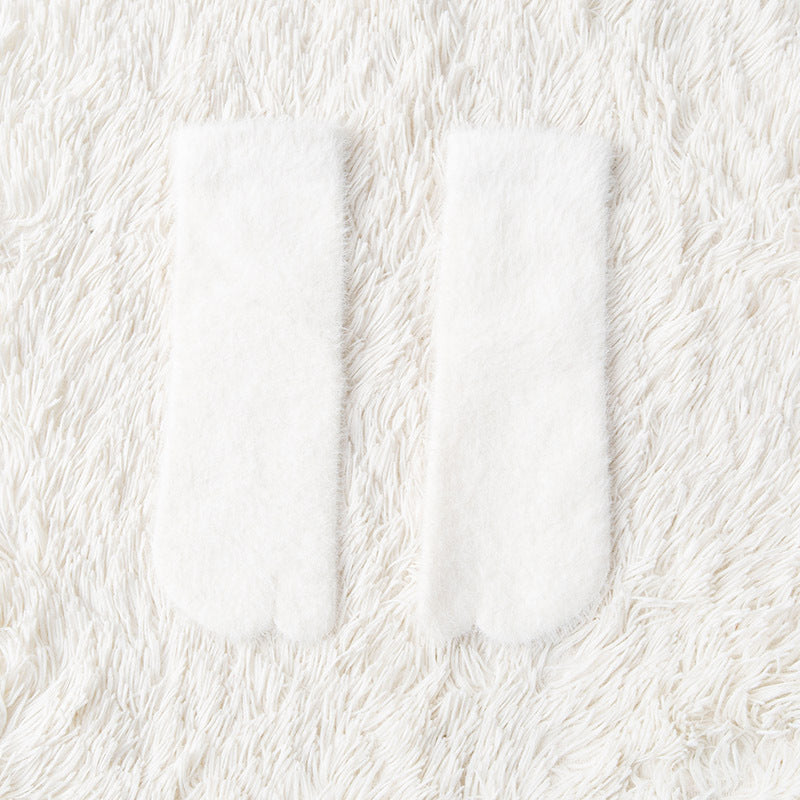 Women's Fleece-lined Thermal Winter Toe Socks Mid-calf Thick Warm