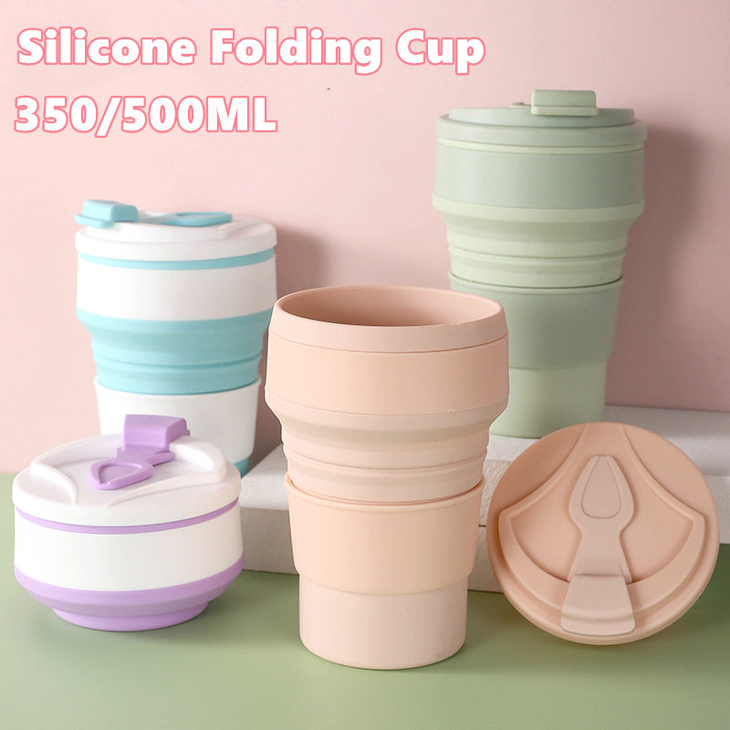 Folding Collapsible Mug with Cover for Coffee and Travel