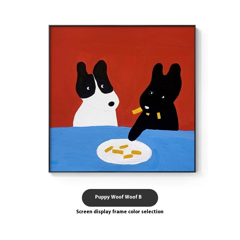 Cartoon Dog Red Square Restaurant Mural My Store