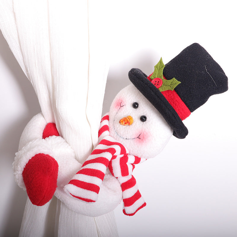 Christmas Snowman Curtain Buckle Velcro Decor