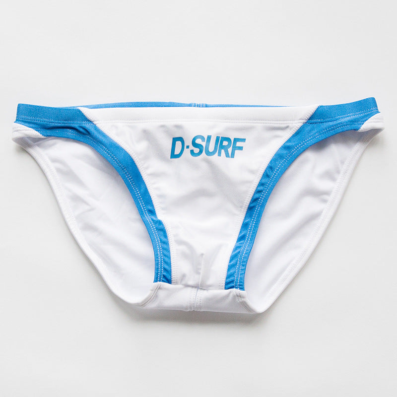 Men's Triangle Color Matching Low Waist Swimming Trunks