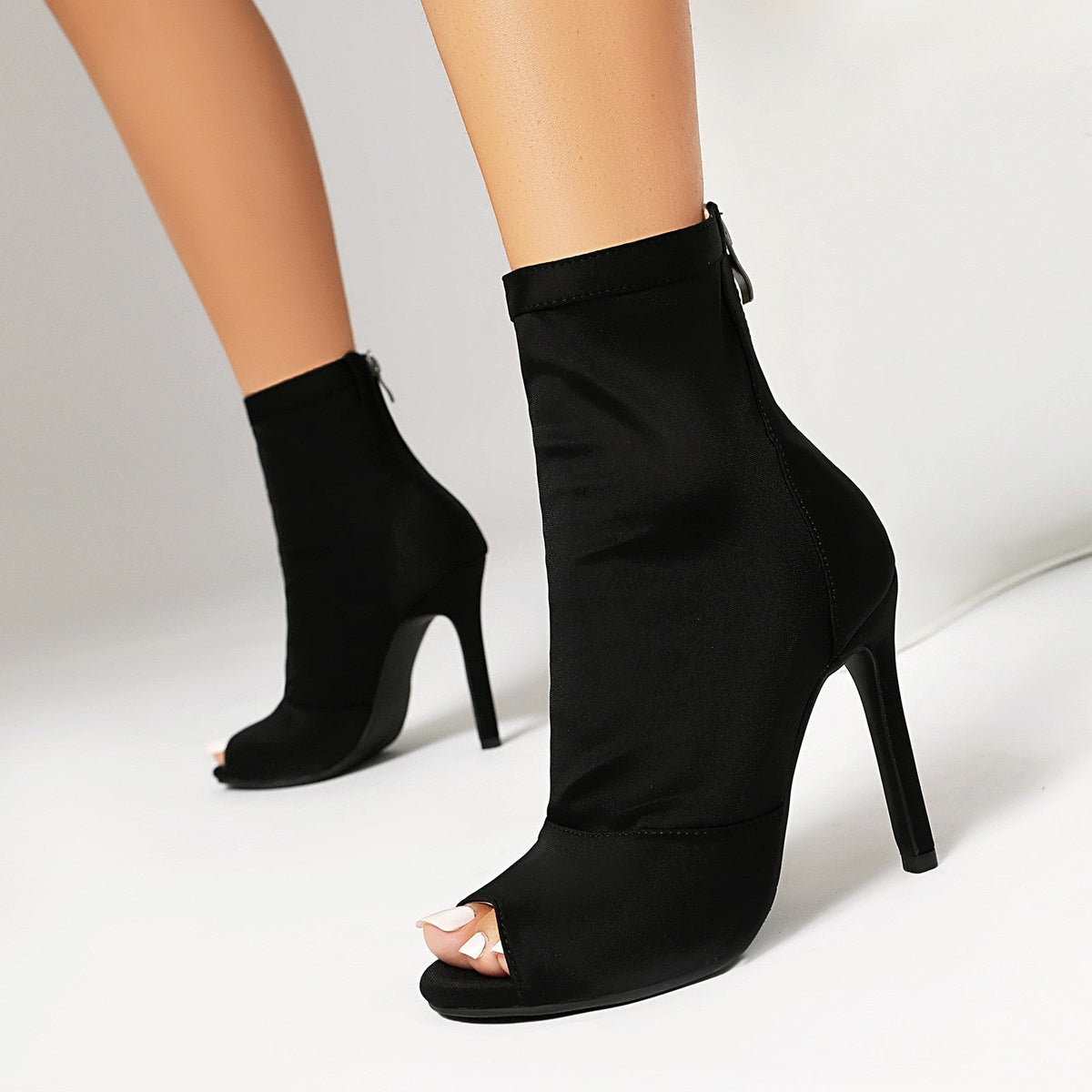 High-heeled Women's Stiletto Boots With Fishmouth.