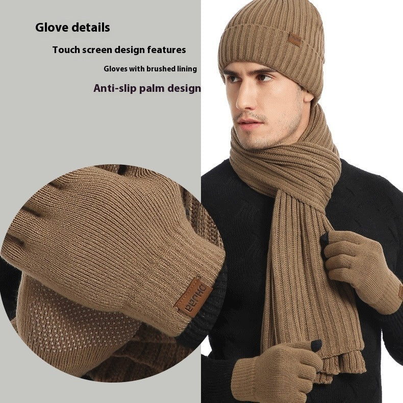 Men's Women's Knitted Wool Hat Scarf Gloves Set