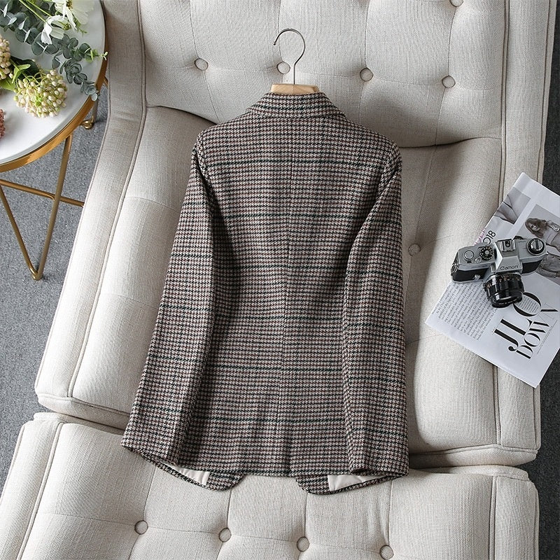 Women's Korean-style Houndstooth Suit Jacket
