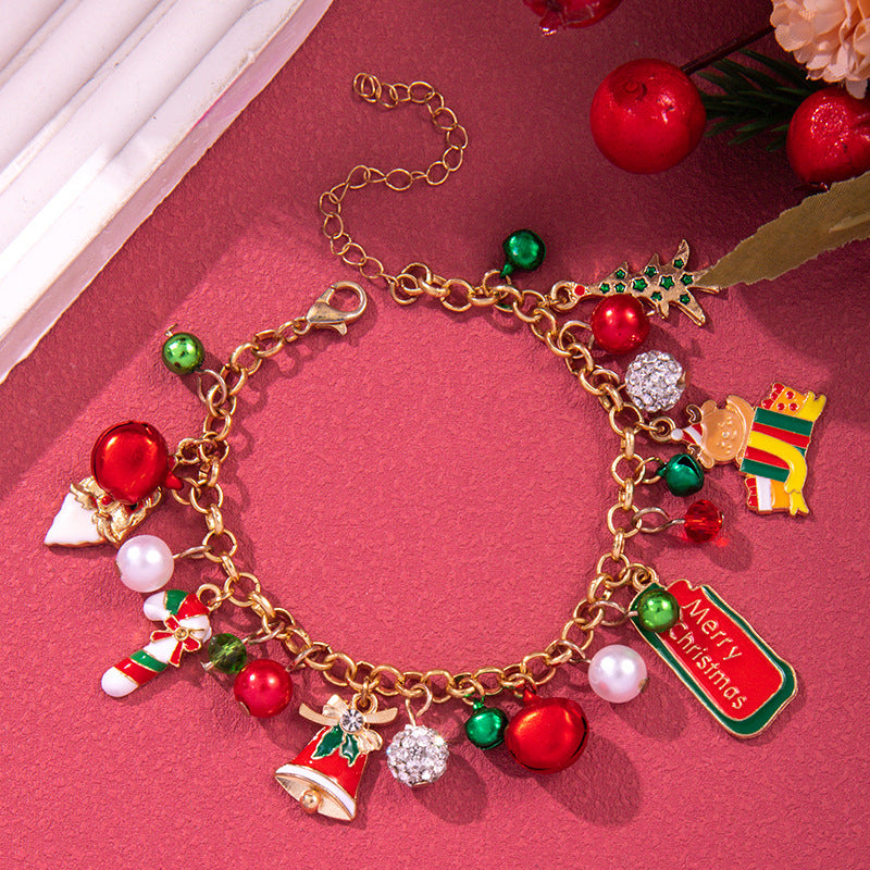 Christmas Bracelet, Santa, Snowflake, Pearl