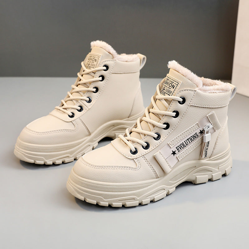 Korean Style Student All-matching Warm High-top Martin Boots