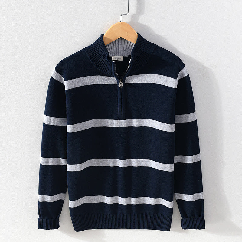 Men's Cotton Wool Turtleneck Half Zipper Sweater