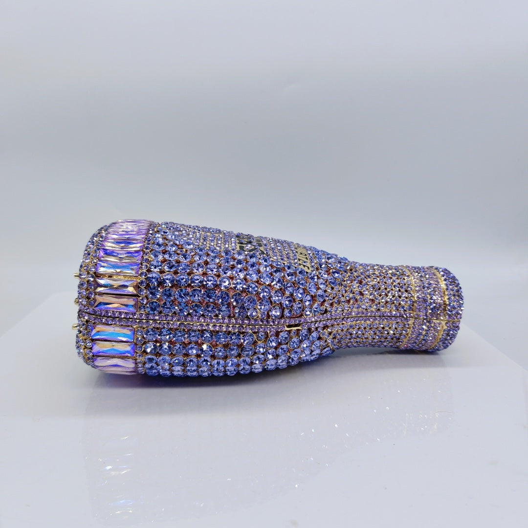 Champagne Bottle Rhinestone Evening Clutch Women's Bag