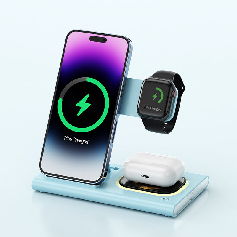 3 In 1 15W Wireless Charger Magnetic Night Light Stand