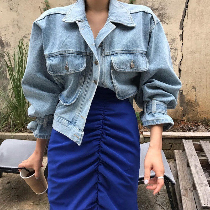 Fashion Short Personalized Denim Coat For Women