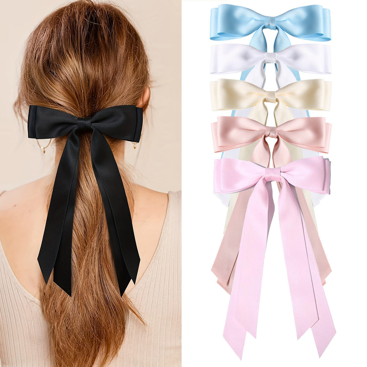 Sweet Double Ribbon Hairpin - Long Bow Clip