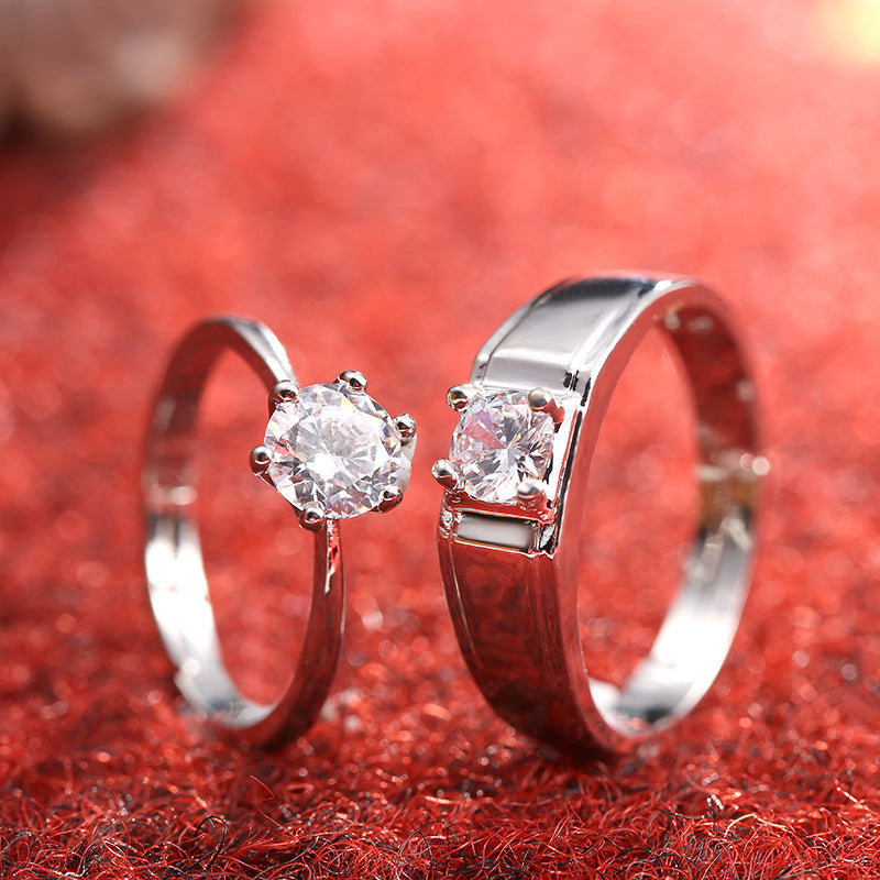 SATINE Six-Claw Moissanite Couple Rings