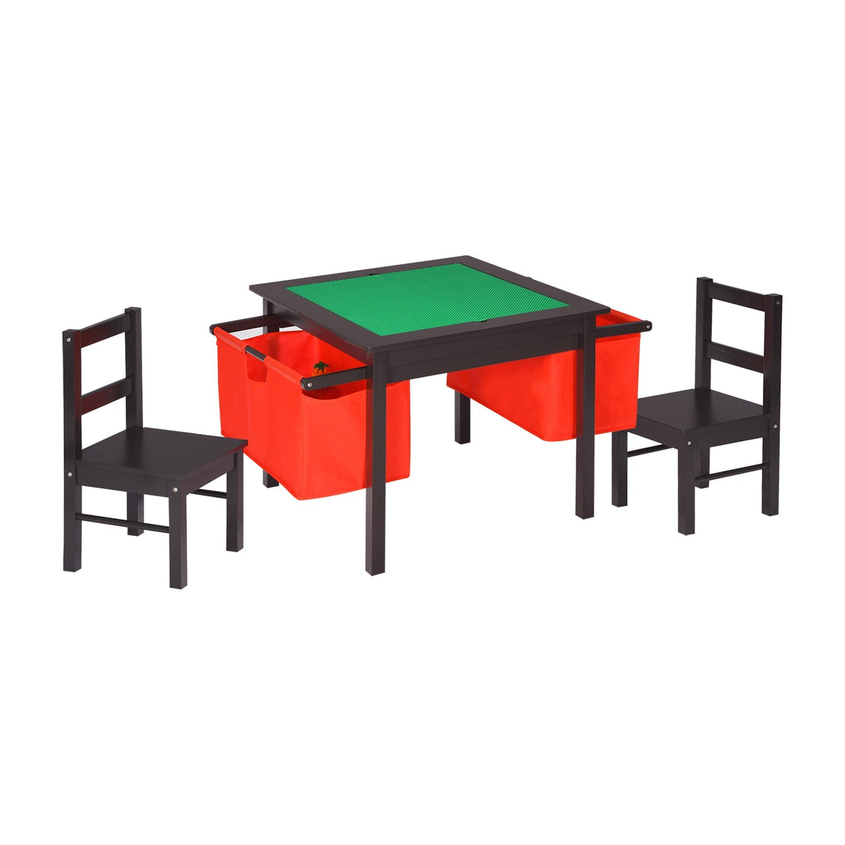 2-in-1 Kids Activity Table and 2 Chairs Set with Storage Building Block Table GBruno Store