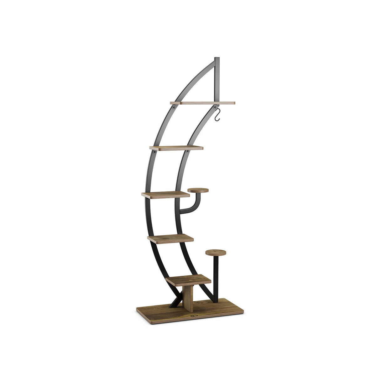 6-Tier 9 Potted Metal Plant Stand Holder Display Shelf with Hook-White DirectDeals