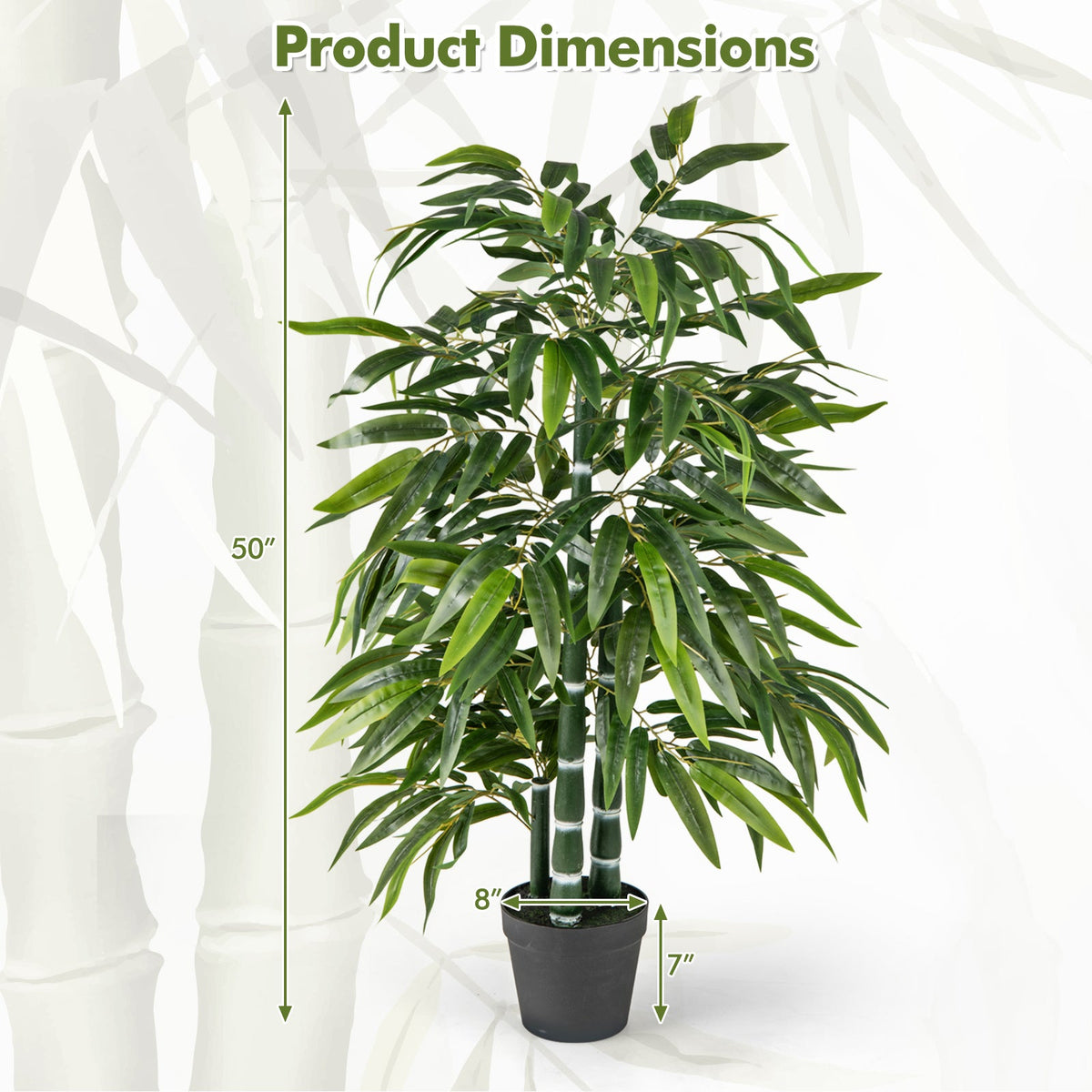 2 Pack Fake Bamboo Leave Tree with 3 PE Bamboo Trunk-Green DirectDeals
