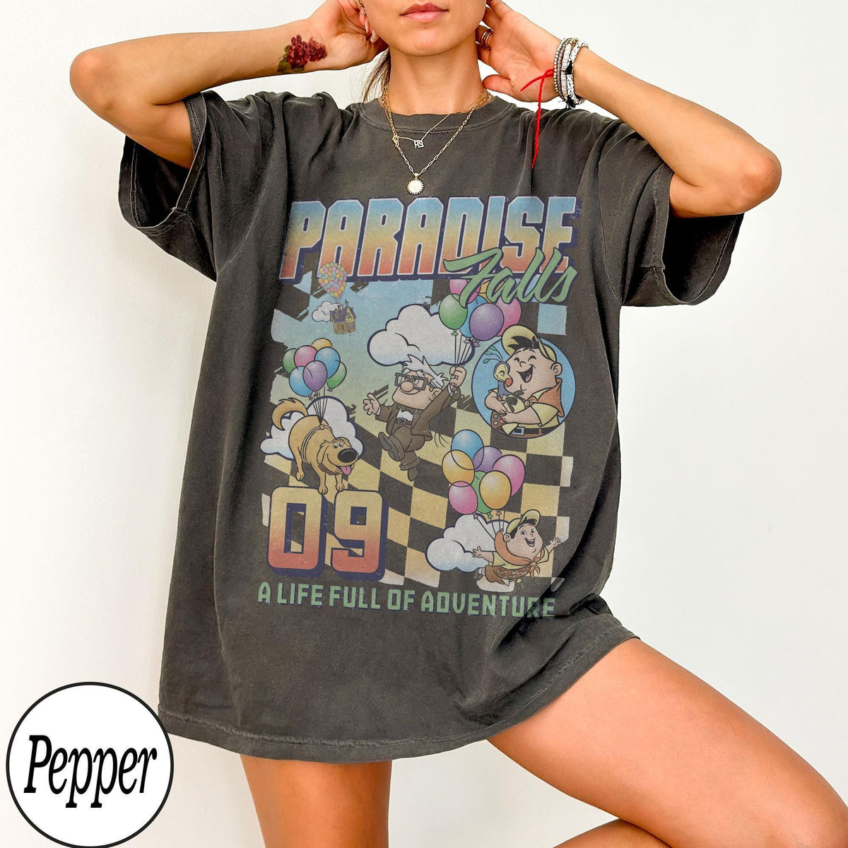 Retro Paradise Falls Up Movie — Bella+Canvas Tee