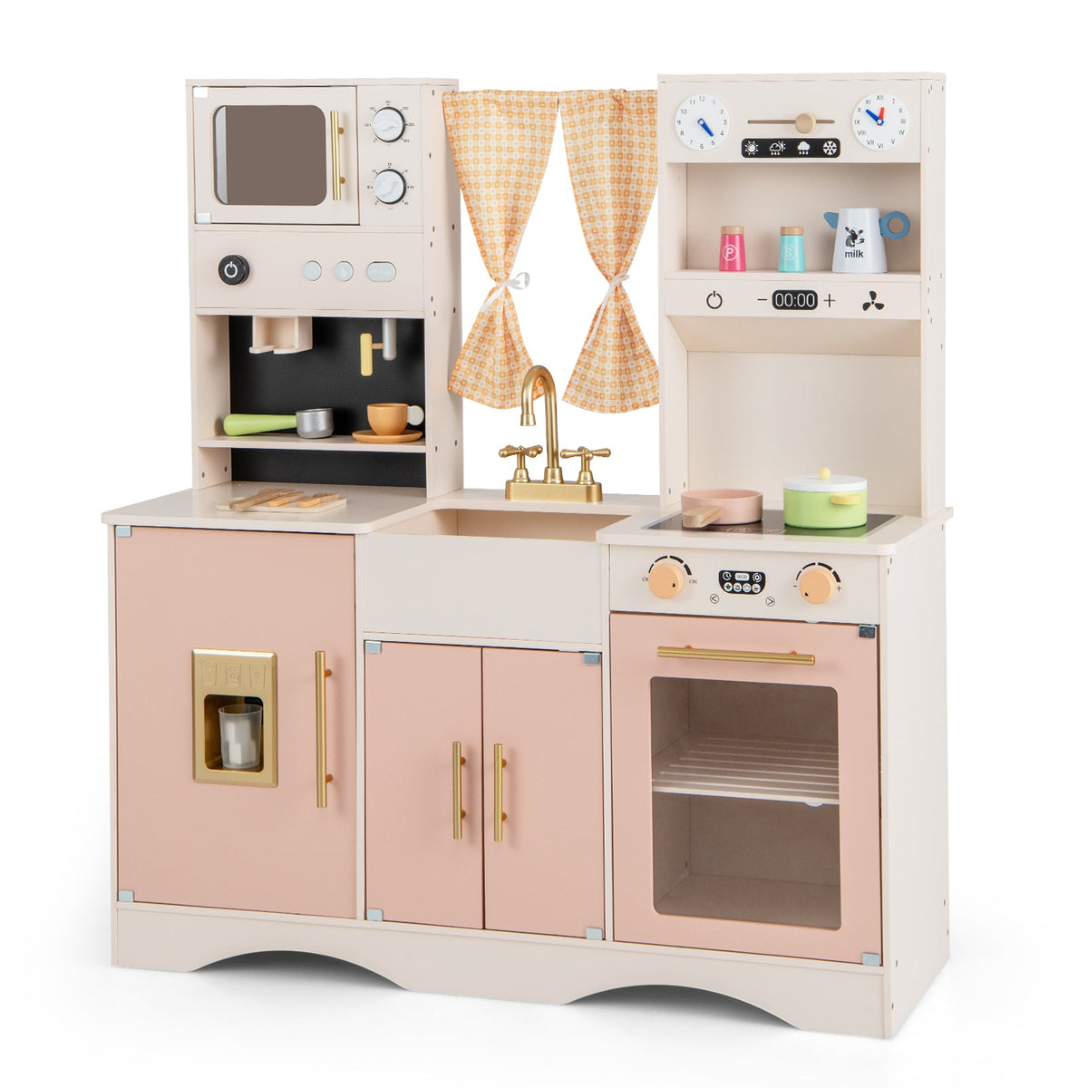 Kids Kitchen Playset with Microwave and Coffee Maker for Ages 3+