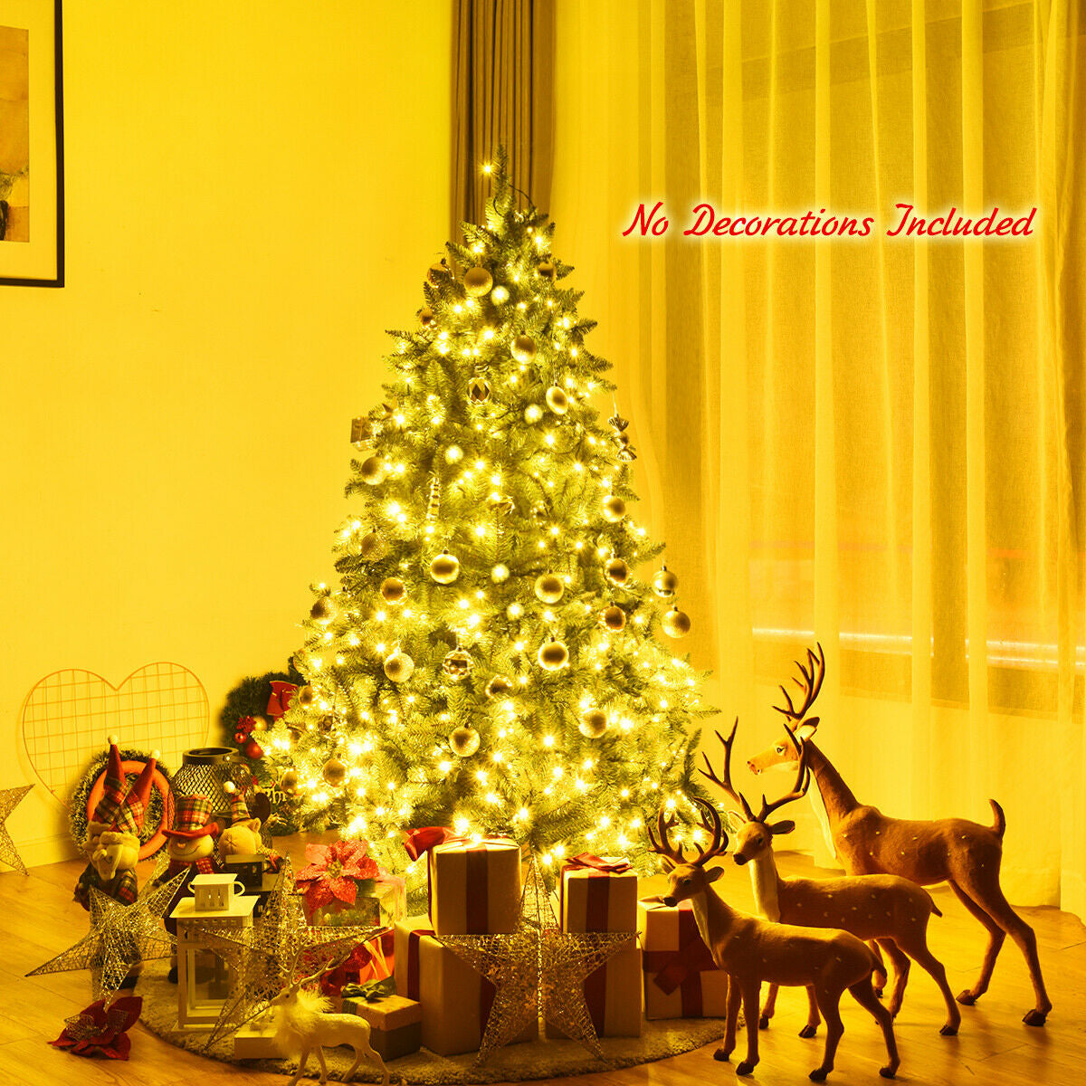 Premium Hinged Artificial Fir Christmas Tree with LED Lights