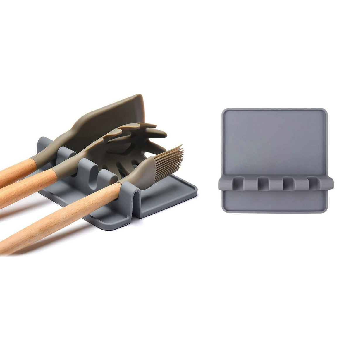 Non-Slip Heat Resistant Silicone Multiple Utensil Rest with Drip Pad