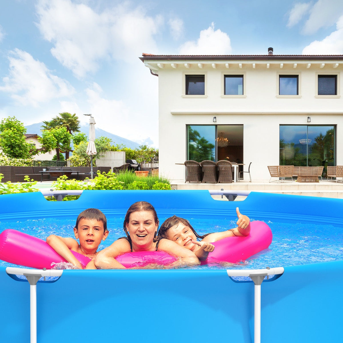 Round Above Ground Swimming Pool With Pool Cover