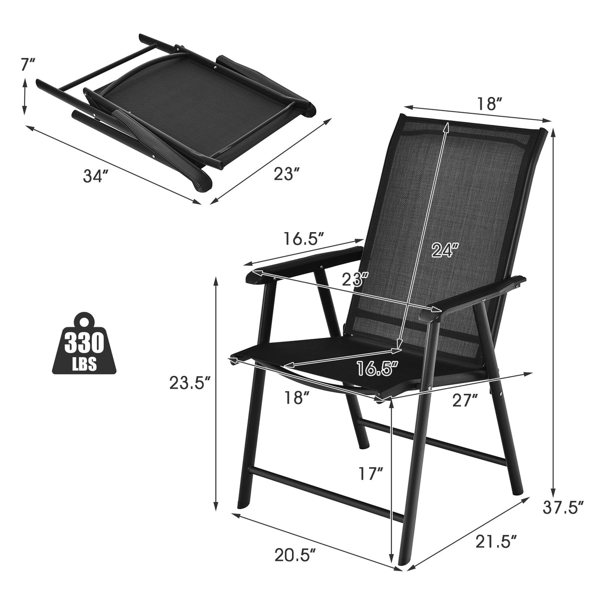 4-Pack Patio Folding Chairs Portable for Outdoor Camping