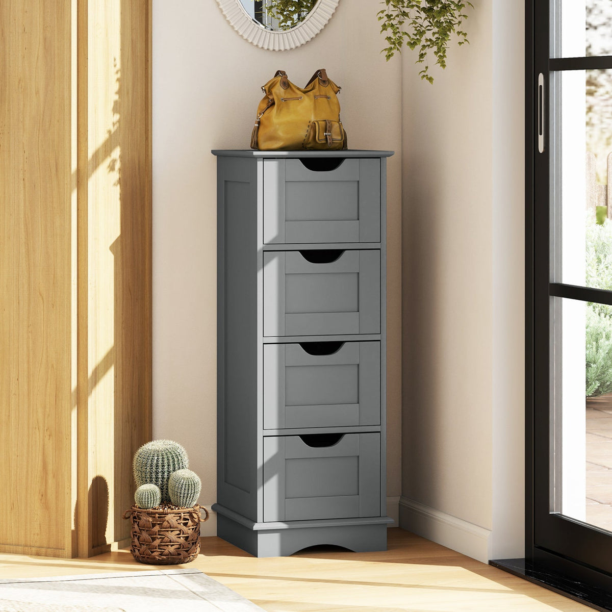 Bathroom Storage Cabinet with Cutout Handles and 4 Drawers DirectDeals