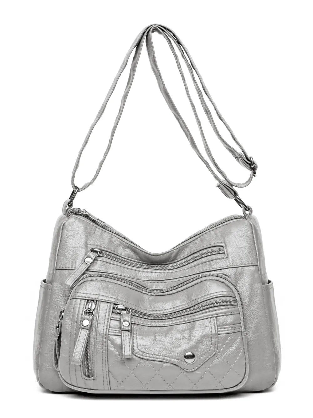 PU Leather Multi Pockets Adjustable Strap Shoulder Bag