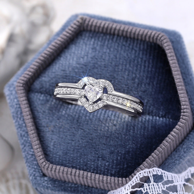 Elegant 925 Sterling Silver Heart Ring with Sparkling Zirconia DailySale