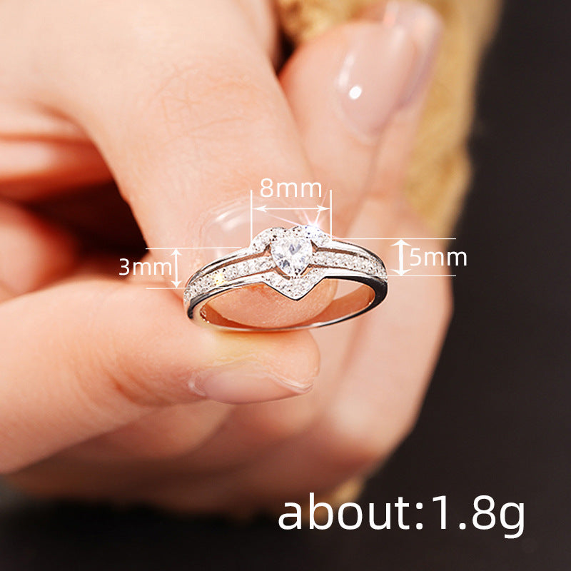 Elegant 925 Sterling Silver Heart Ring with Sparkling Zirconia DailySale