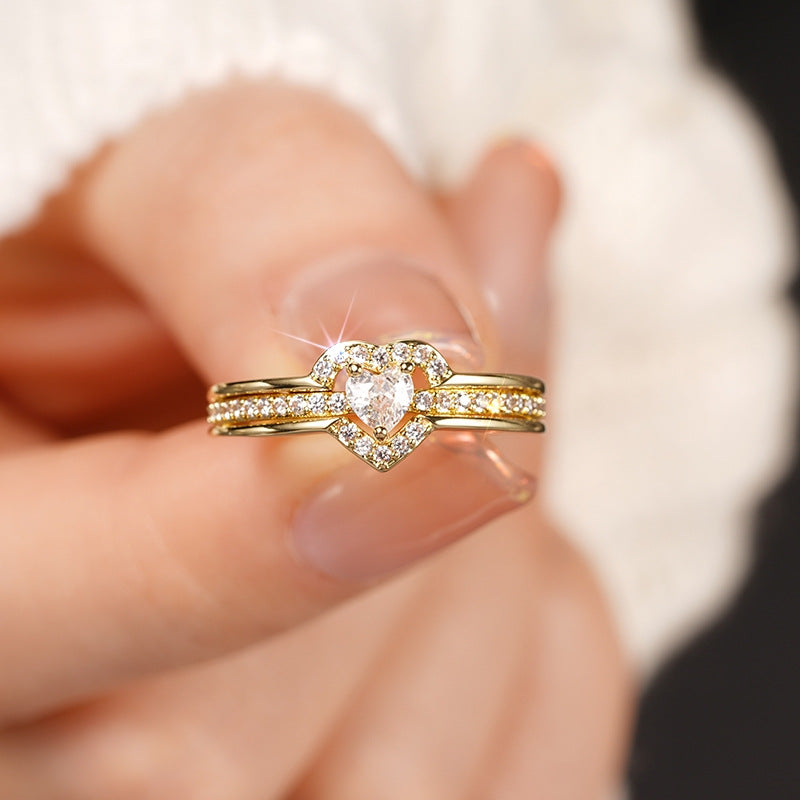 Elegant 925 Sterling Silver Heart Ring with Sparkling Zirconia DailySale