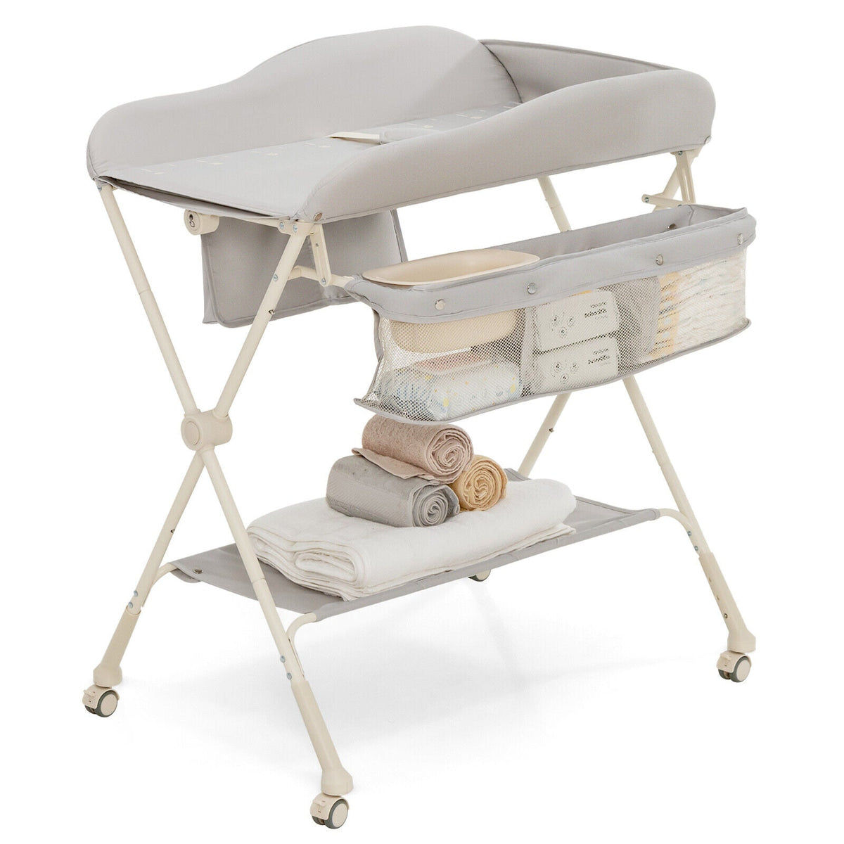 Baby Diaper Changing Table with Water Basin Wheel-Gray GBruno Store