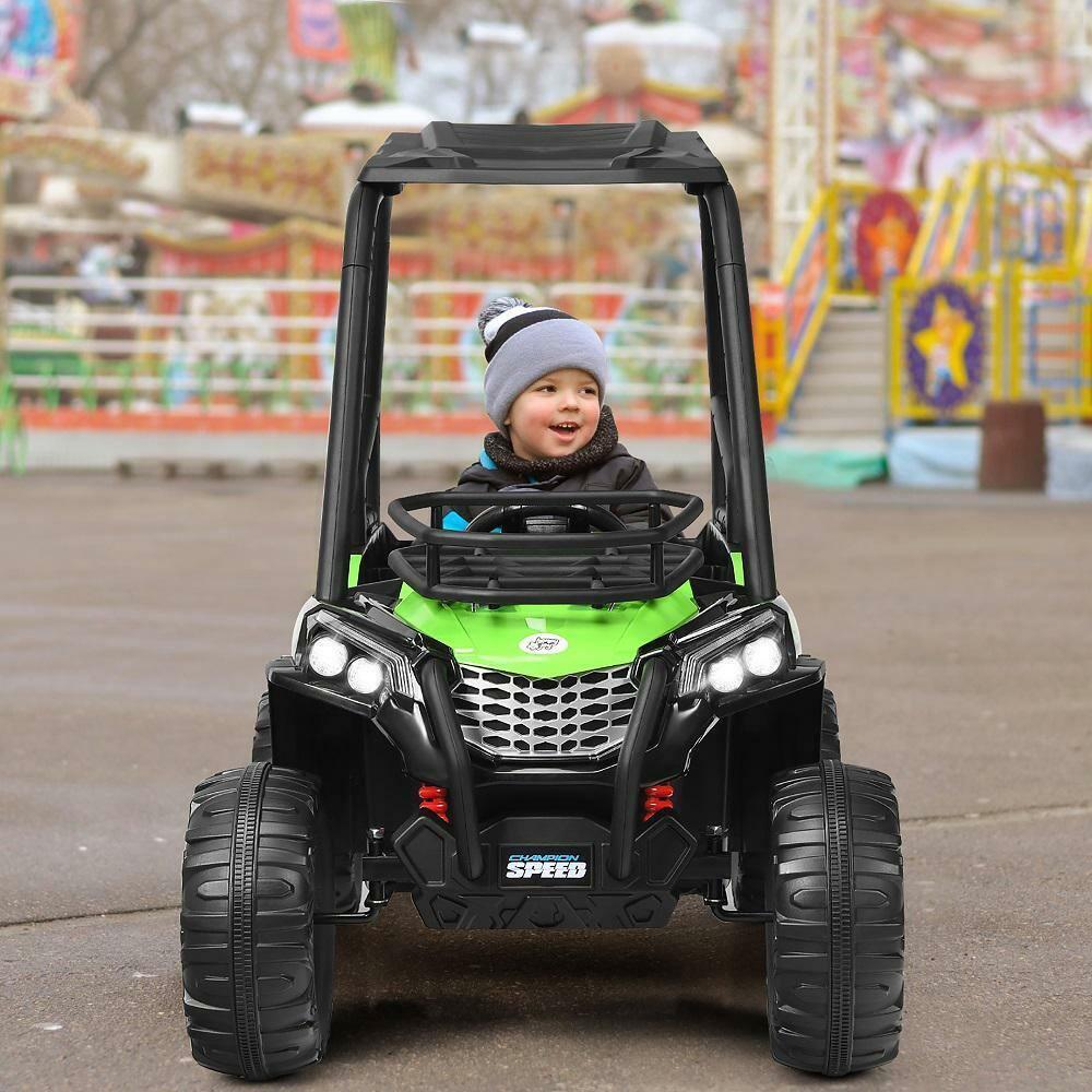 Off Road UTV Truck RC Electric Car for Kids - Ride On Toy with MP3 Player and Light Green Color - 12V