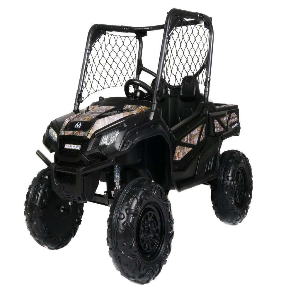 24V Electric UTV for Two Riders with Large Storage Compartment Dual Drive Option - Jet Black