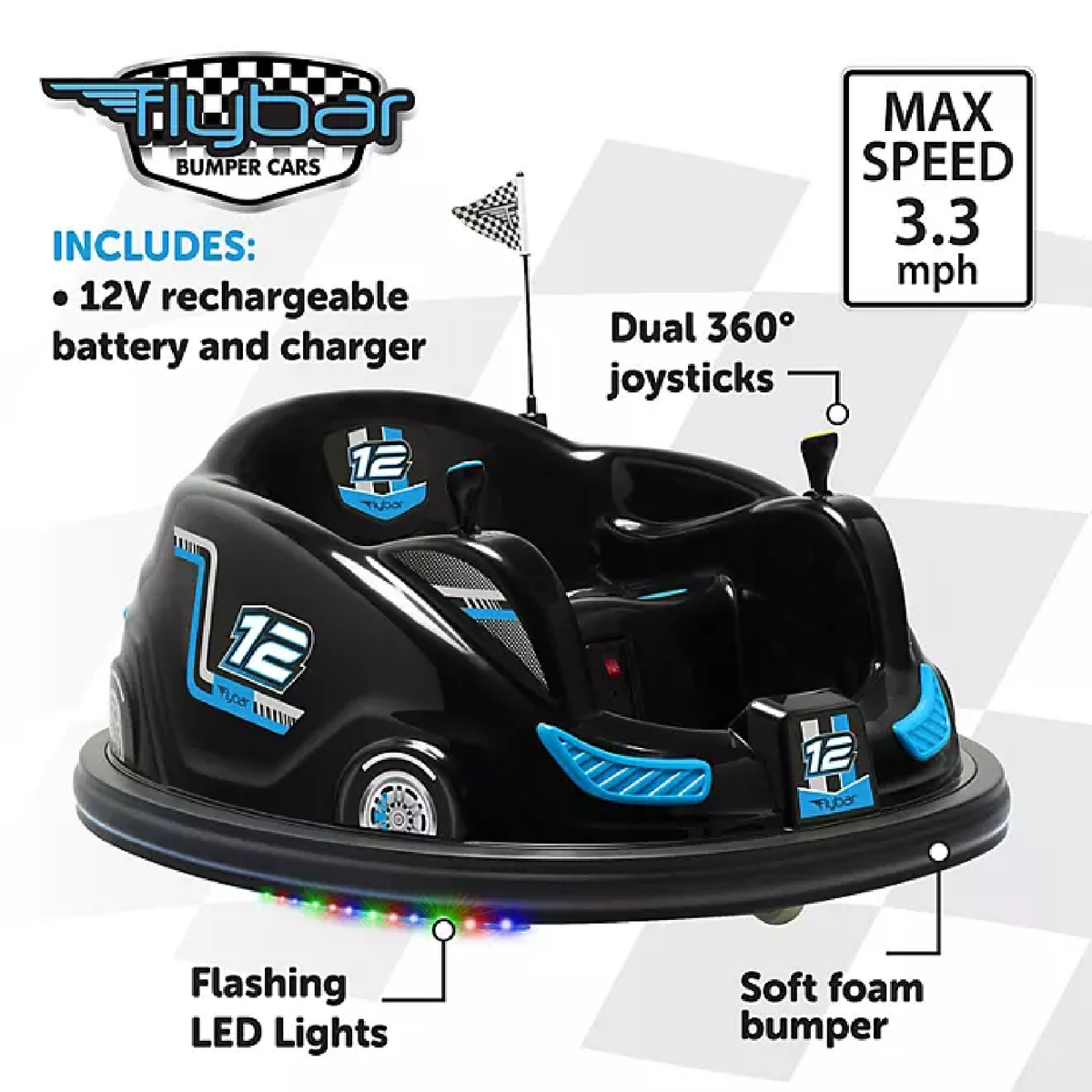 Flybar 12-Volt Battery Operated Electric Bumper Car (Various Shades)
