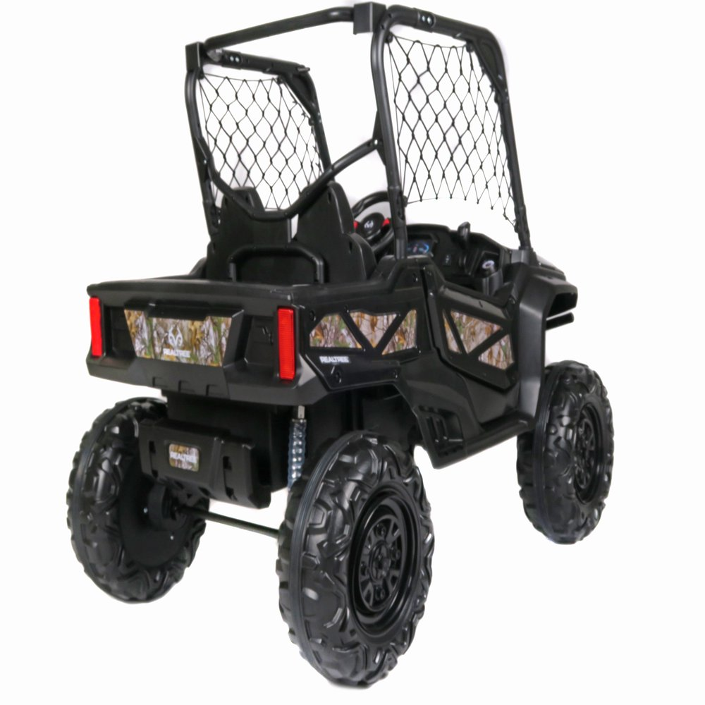 24V Electric UTV for Two Riders with Large Storage Compartment Dual Drive Option - Jet Black