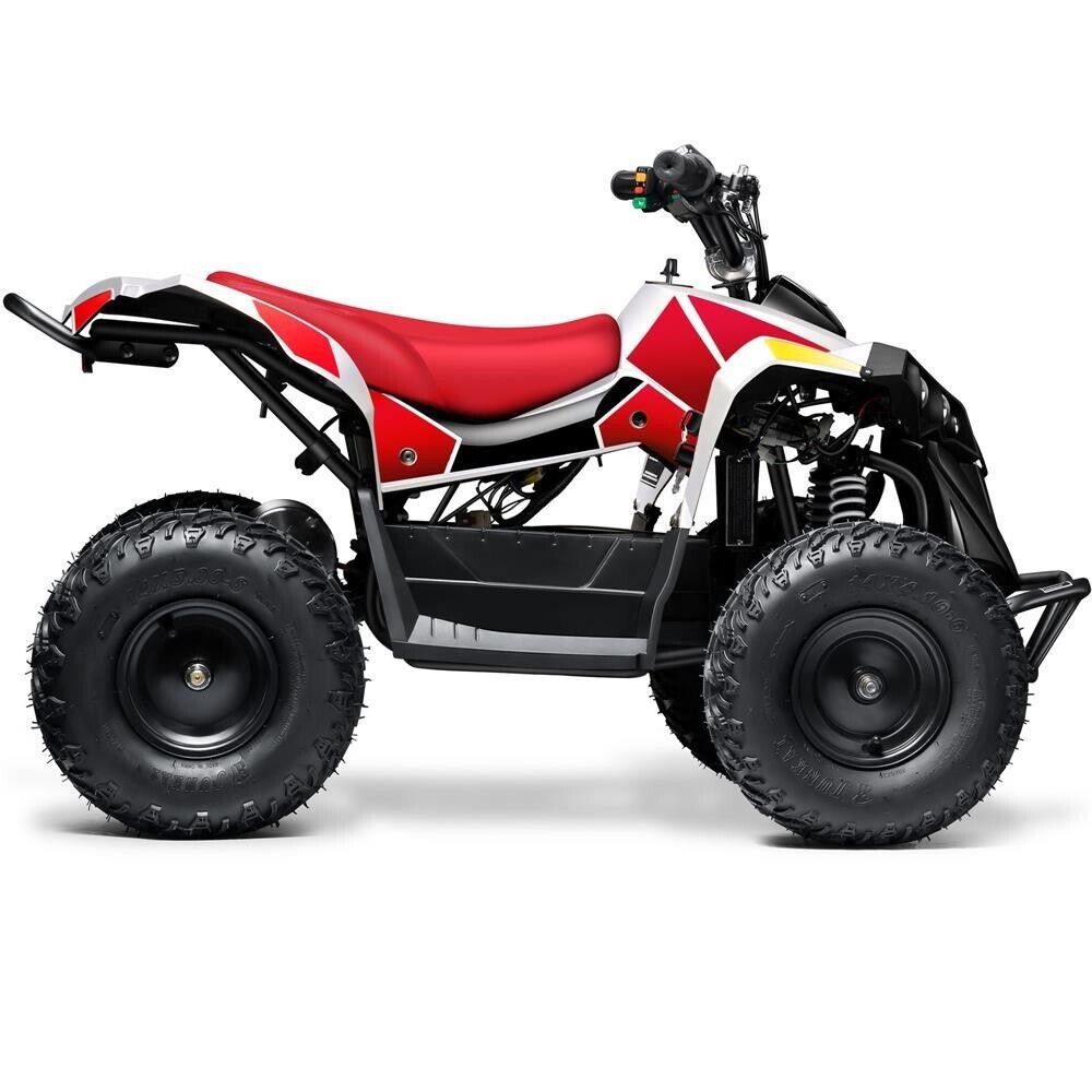 MotoTec E-Bully Electric Ride-On ATV - MT-E-Bully-ATV-36v-1000w_White (White/Red) ?