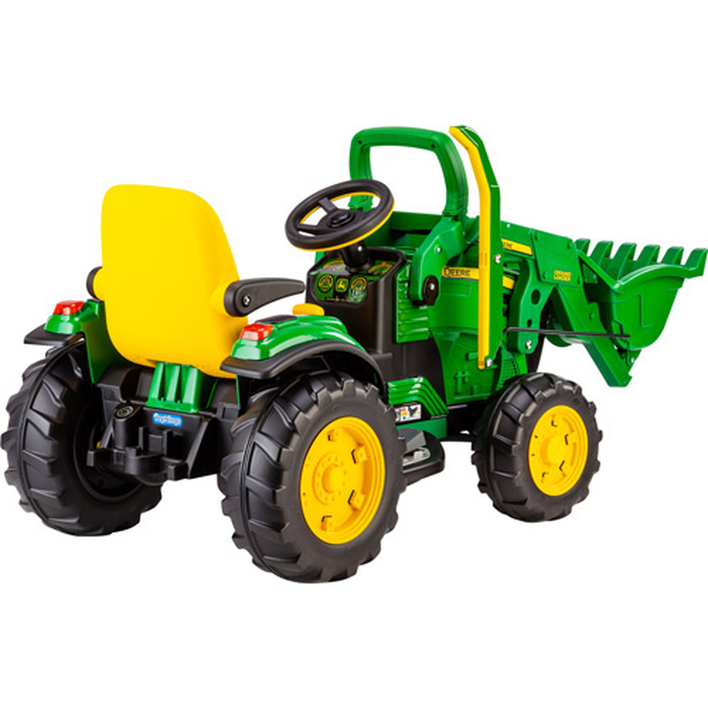 Adjustable Seat 12V Battery-Powered Ride-On Ground Loader with Flip-up Armrests