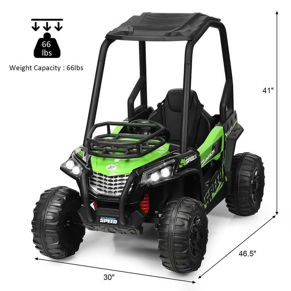 Off Road UTV Truck RC Electric Car for Kids - Ride On Toy with MP3 Player and Light Green Color - 12V
