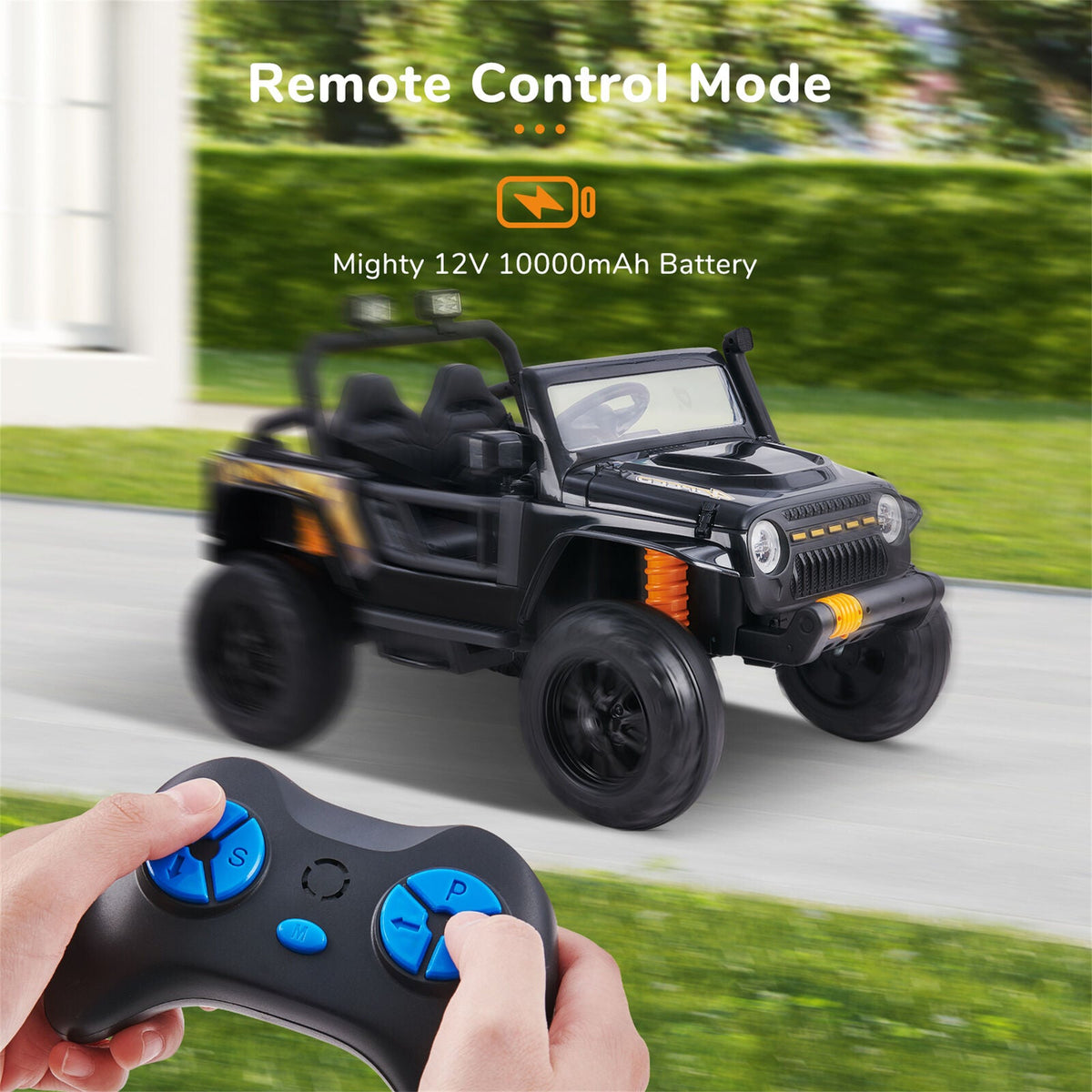 12V Electric Ride-On Car for Kids Ages 3-8 - Red/Black Truck Design