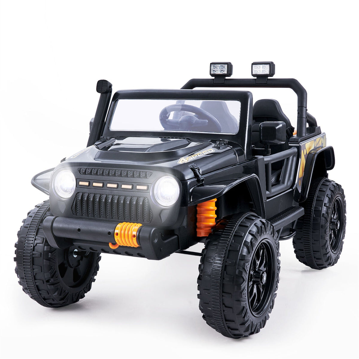 12V Electric Ride-On Car for Kids Ages 3-8 - Red/Black Truck Design