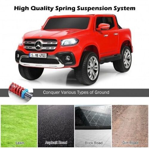 12V 2-Seater Children's Ride On Car Licensed Mercedes Benz X Class Remote Control with Storage Compartment-Red