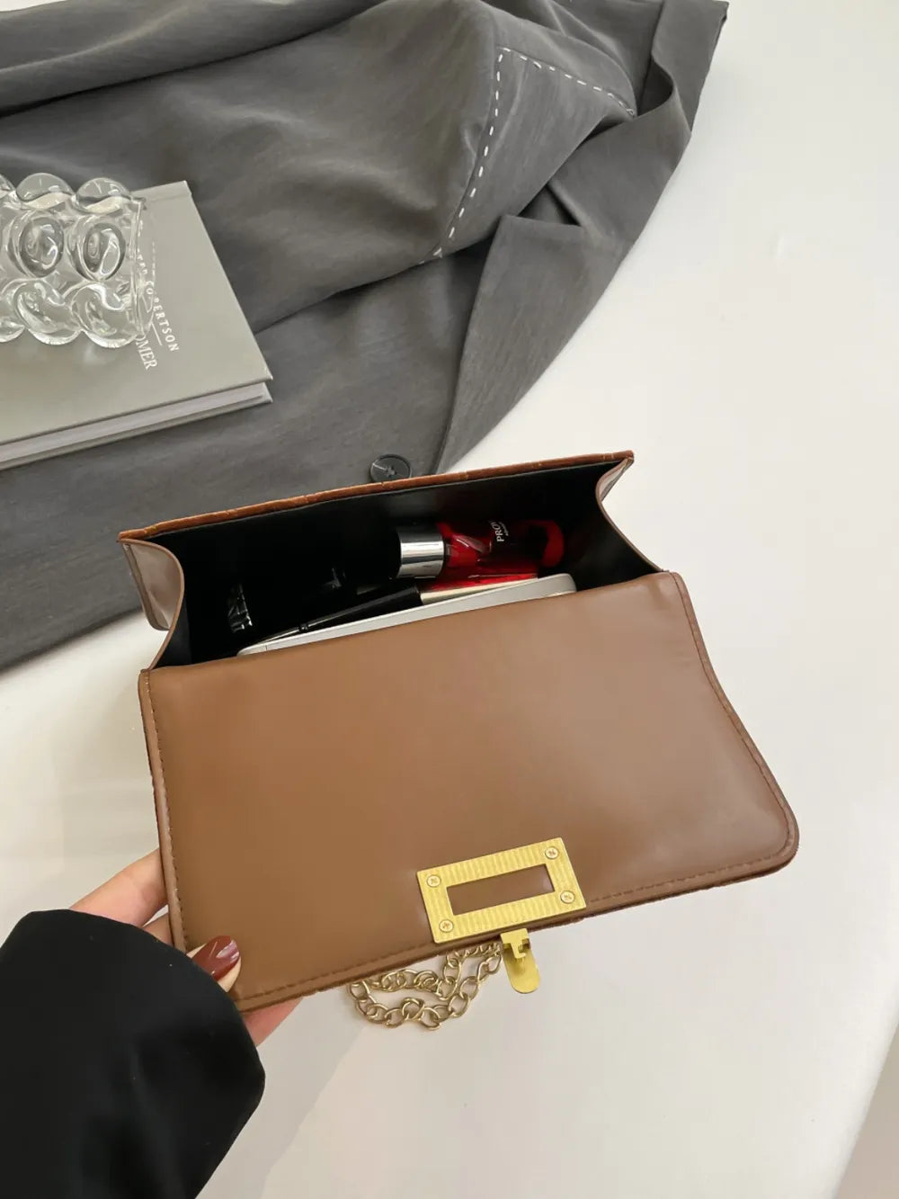 Solid Color Chain Shoulder Bag