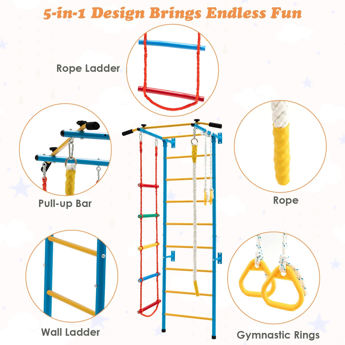 5-in-1 Swedish Ladder with Folding Baby Play Mat for Solid Wall GBruno Store