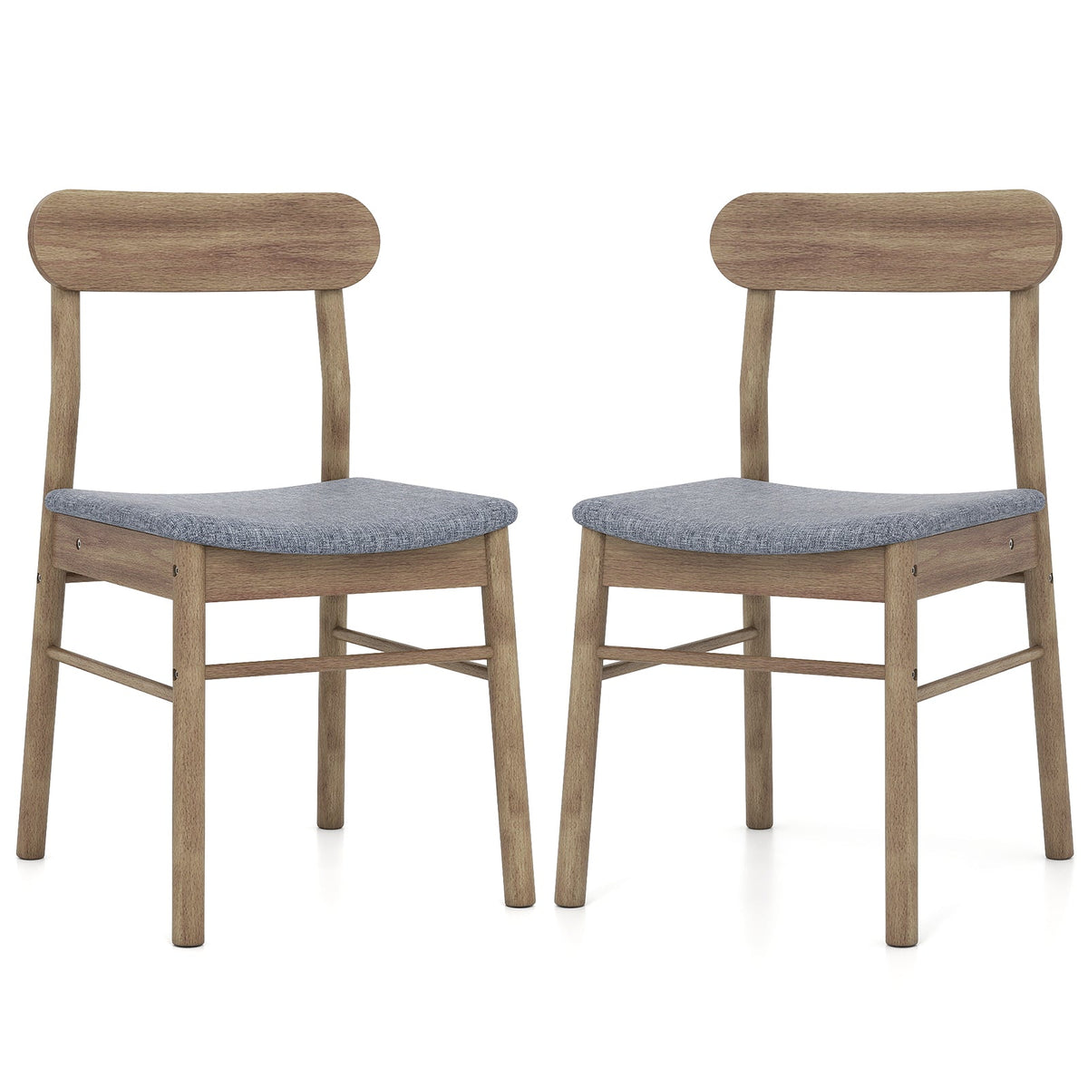 Fabric Upholstered Kitchen Armless Dining Chairs with Rubber Wood Frame Set of 2-Oak