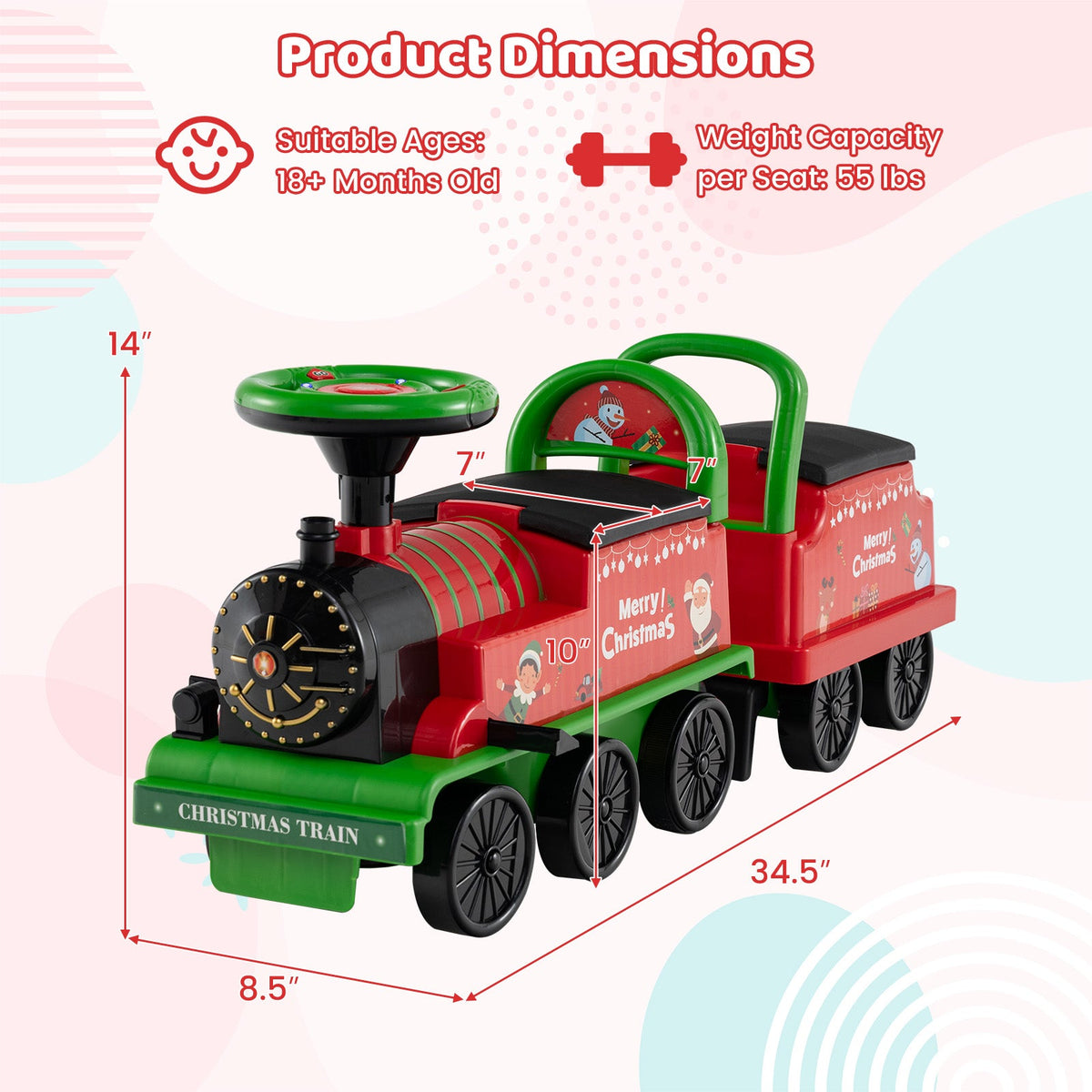 6V Toddler Ride On Train Combo: Track Ride & 2-Seater Carriage Set