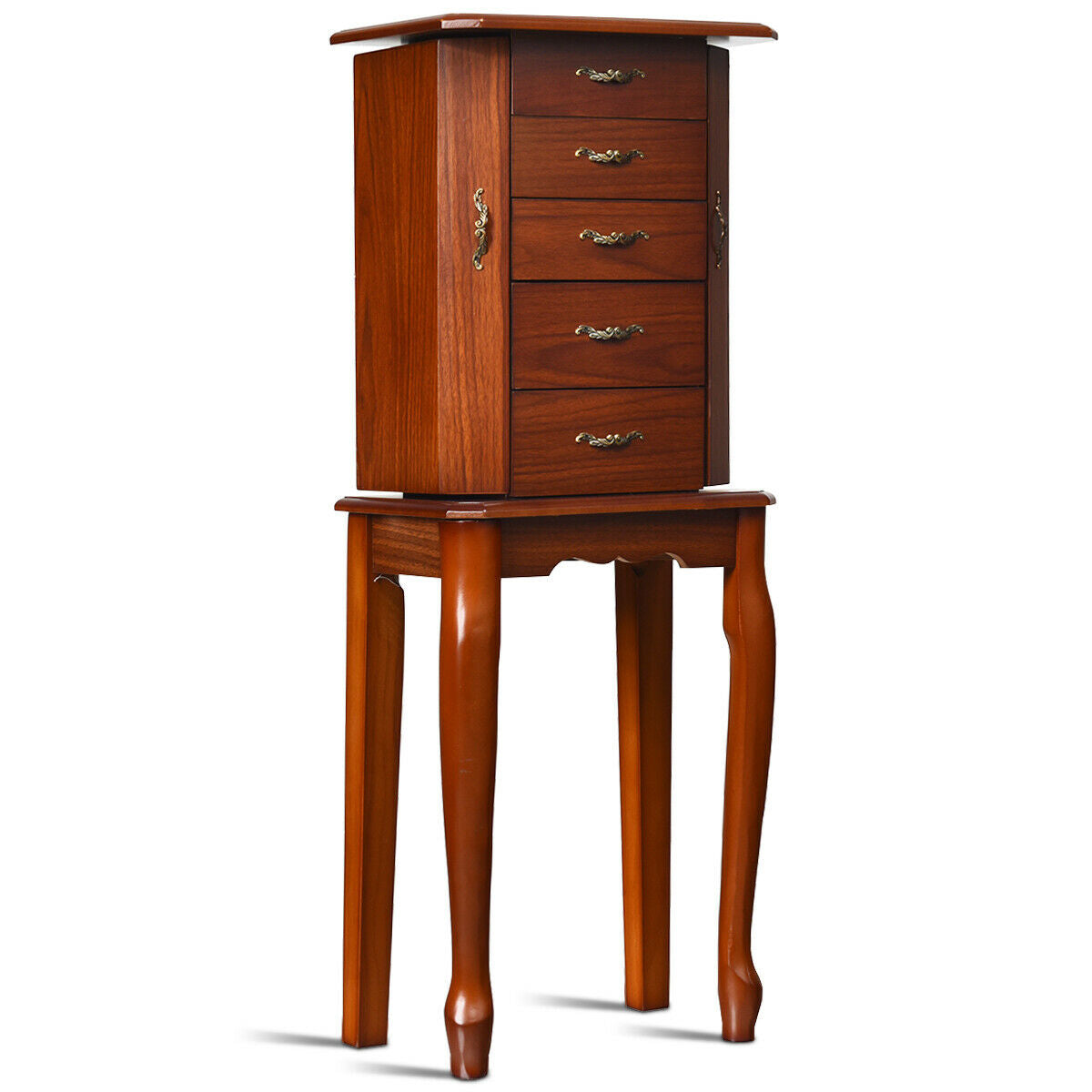 Standing Jewelry Box with 4 Drawers and 2 Side Doors