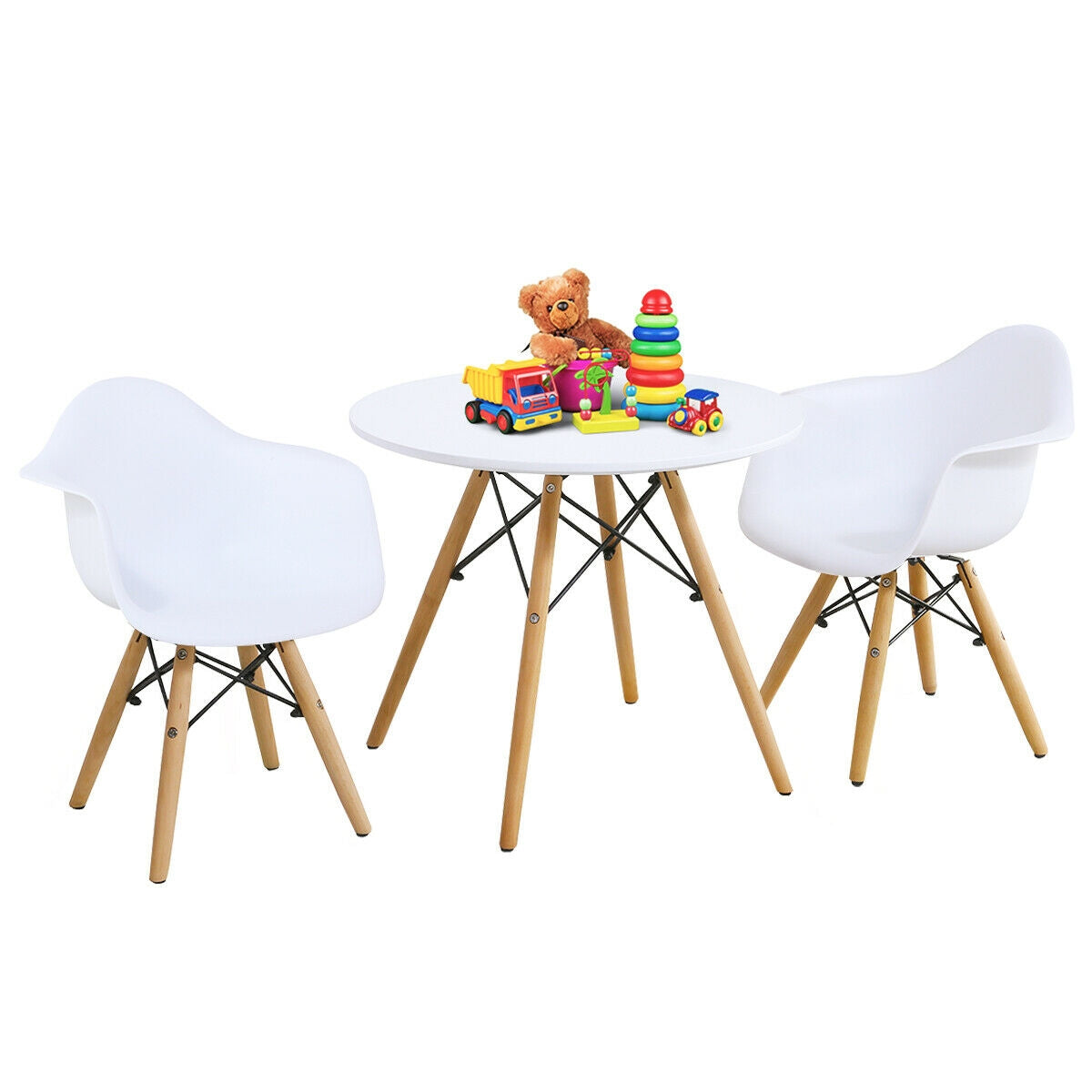 3 Pieces Kid's Modern Round Table Chair Set GBruno Store